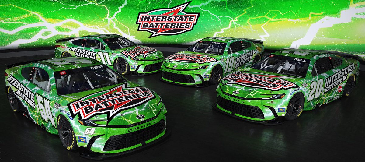 JoeGibbsRacing's tweet image. Electric schemes unite! ⚡️🔋

Announcing Team Interstate for 2024, with primary sponsorships in select races across JGR’s entire #NASCAR Cup Series lineup!

#TeamInterstate #racing