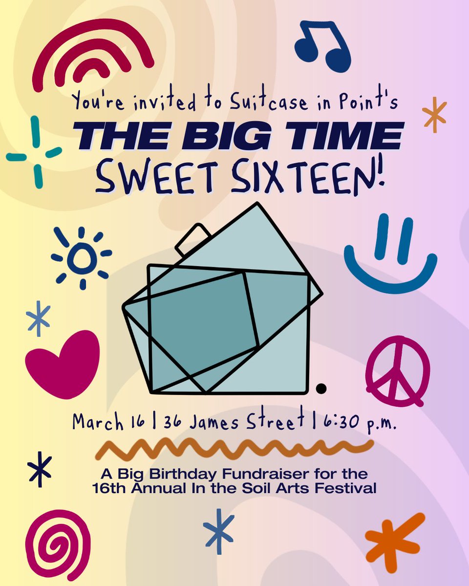 suitcaseinpoint's tweet photo. ⭐️ YOU'RE INVITED to The Big Time Sweet Sixteen! ⭐️

Come celebrate @inthesoilfest's Sixteenth Birthday with us on Mar. 16 🎉  

Mark your calendars and get your tickets now: https://t.co/pBqMxczbiN https://t.co/12DRlXez4G