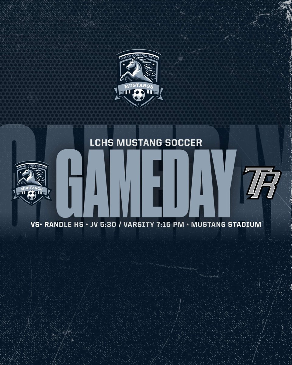 🚨⚽️🚨GAME DAY🚨⚽️🚨
The Mustangs take on Randle tonight! Come on out and support the Mustang Boys Soccer Team tonight for our district match!  

🆚 Randle Lions    

⏰V 7:15 - JV 5:30  
🏟️Randle HS  
🎟️gofan.co

<a href="/LCHS_Mustangs/">Lamar Consolidated Mustangs</a>
<a href="/THELamarCHS/">Lamar Consolidated High School</a>
| #TXHSSOC |
