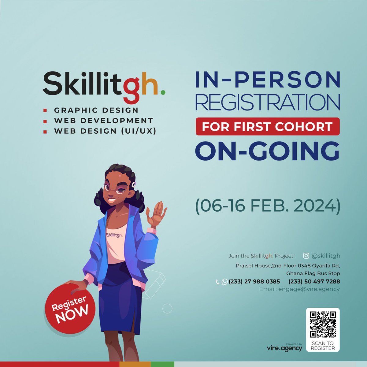 🎉 **In-Person Registration Now Open!** 🎉

📅 Dates: February 6th - February 16th 
🕙 Time: 10:00 AM - 4:00 PM

🚀 Don't miss your chance to join the Skillitgh Training Program! Come on down and register in person to secure your spot. Let's kickstart your journey to success !