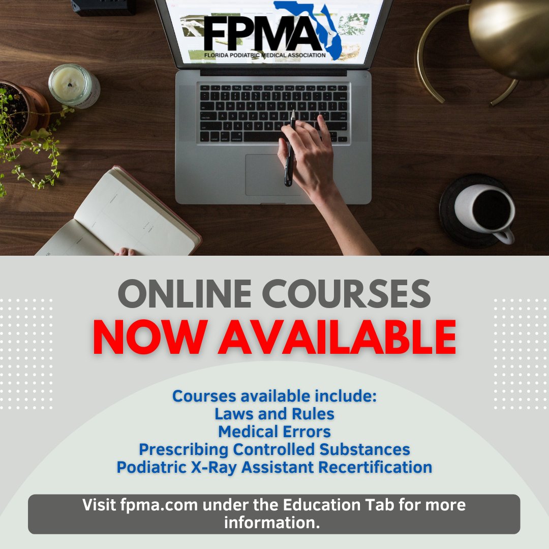 FPMAtweets's tweet photo. FPMA has its online courses available for Podiatric Physician and X-Ray Assistant use! #onlinecourses #remotelearning #FPMA https://t.co/BPOlJI9Rzg