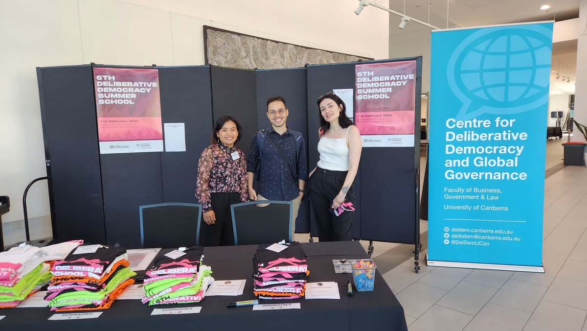 DelDemUCan's tweet photo. TODAY IS THE DAY ☀️

After catastrophic bushfires and a global pandemic, the Deliberative Democracy Summer School is back in #Canberra 🇦🇺

A warm welcome to 50+ delegates from all over the world @UniCanberra🦘 #deldem24 https://t.co/op3bA3YyJr