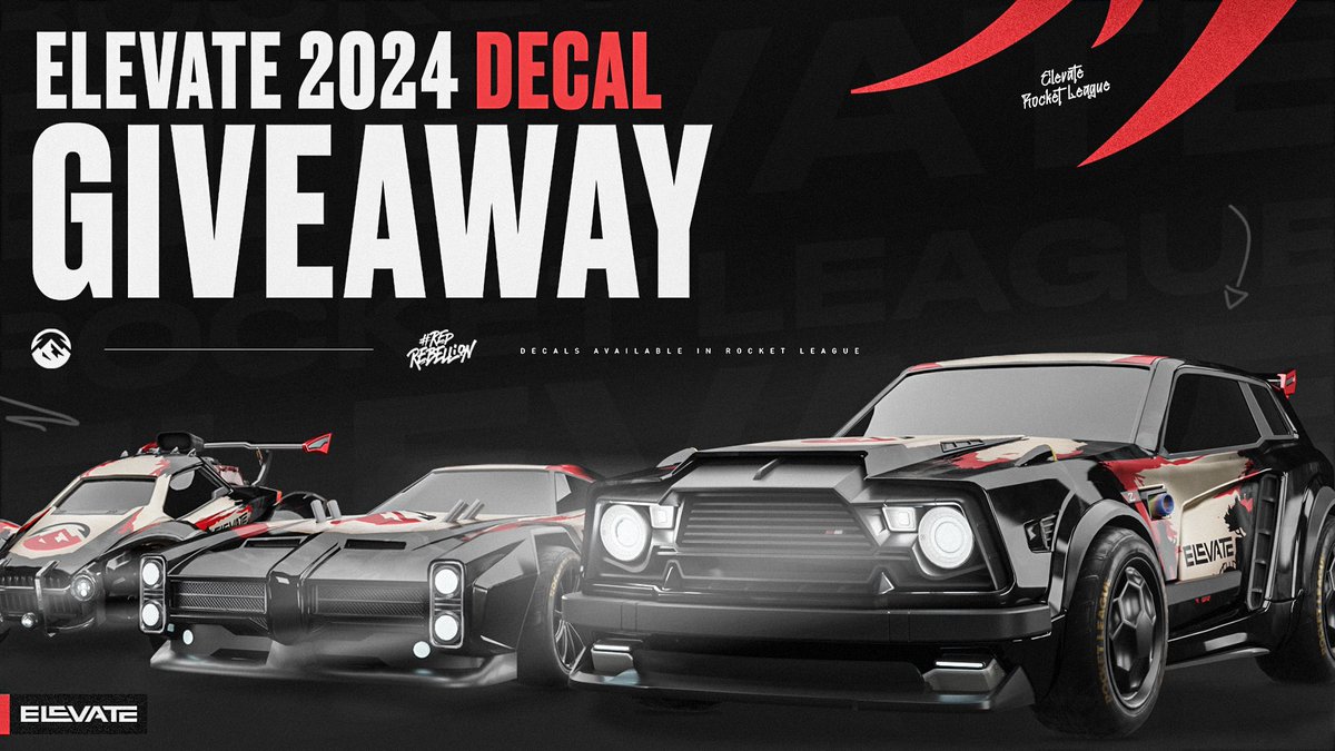 ‼️GIVEAWAY ALERT‼️ Win a set of @ElevateGG @RocketLeague decals!! To Enter ✔️Like and Repost ✔️Follow @trill_rl ✔️Follow @ElevateGG ✔️Tag 2 friends 🚨 WINNER ANNOUNCED FEBRUARY 7 AT 7PM EST🚨