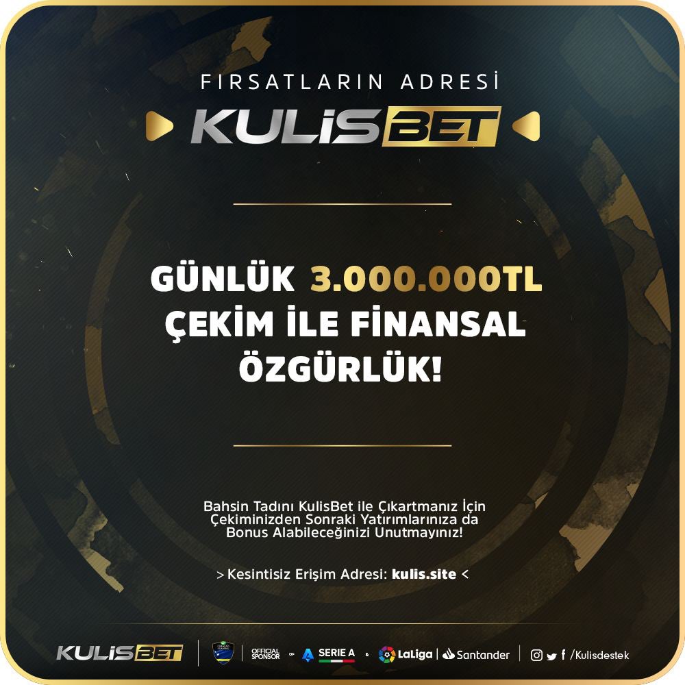 ⚡️KULİSBET 

‼️LİMİTLER GÜNCELLENDİ 

💰 3.000.000 TL GÜNLÜK DEV ÇEKİM LİMİTİ ANLIK HESABINDA 

🍭 YENİ ÜYELERİNE ÖZEL 111 SWEET FREESPİN

🌎 Finansal Özgürlüğün Hazzını KulisBet’te Yaşa

🇪🇸 20-2021 - 22-2023 LA-LİGA  
🇮🇹 22-2023 SERİE-A SPONSORU

📍 Kulis.site