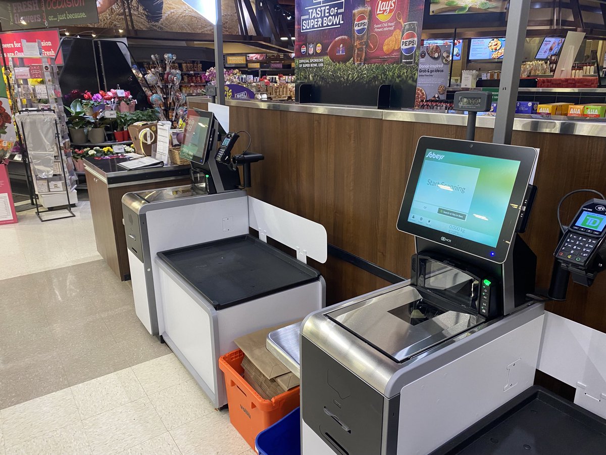 BigJMcC's tweet photo. Extremely disappointed to see 
⁦@sobeys⁩ #Tantallon finally succumb to the #SelfCheckouts - one of the things that had clearly distinguished them from ⁦@AtlSuperStore⁩. 

And all to eliminate minimum wage jobs! #Sobeys #nslab #LowWageModel #Greedflation https://t.co/aKiW6KnPL3