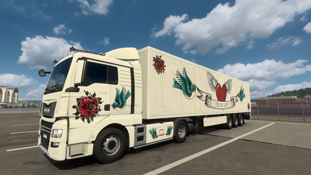 Bootsy83191's tweet photo. Haulin' Hearts across Europe!

Truck: MAN TGX Euro 6  
Cargo: Valentine Gifts  
Pickup: Polaris Lines, Oslo, Norway  
Drop-Off: GNT, Kristiansand, Norway     
Distance: 361km

#ets2 #BestCommunityEver https://t.co/oOebDl027G
