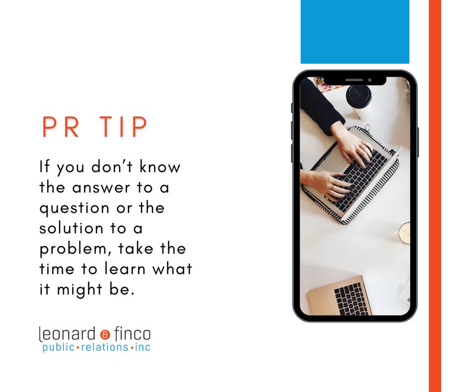 thePRexperts's tweet image. There’s always a better answer than “I don’t know.” 
Instead, try “I haven’t personally come across that, but I’ll look into it.” #PRTIP
