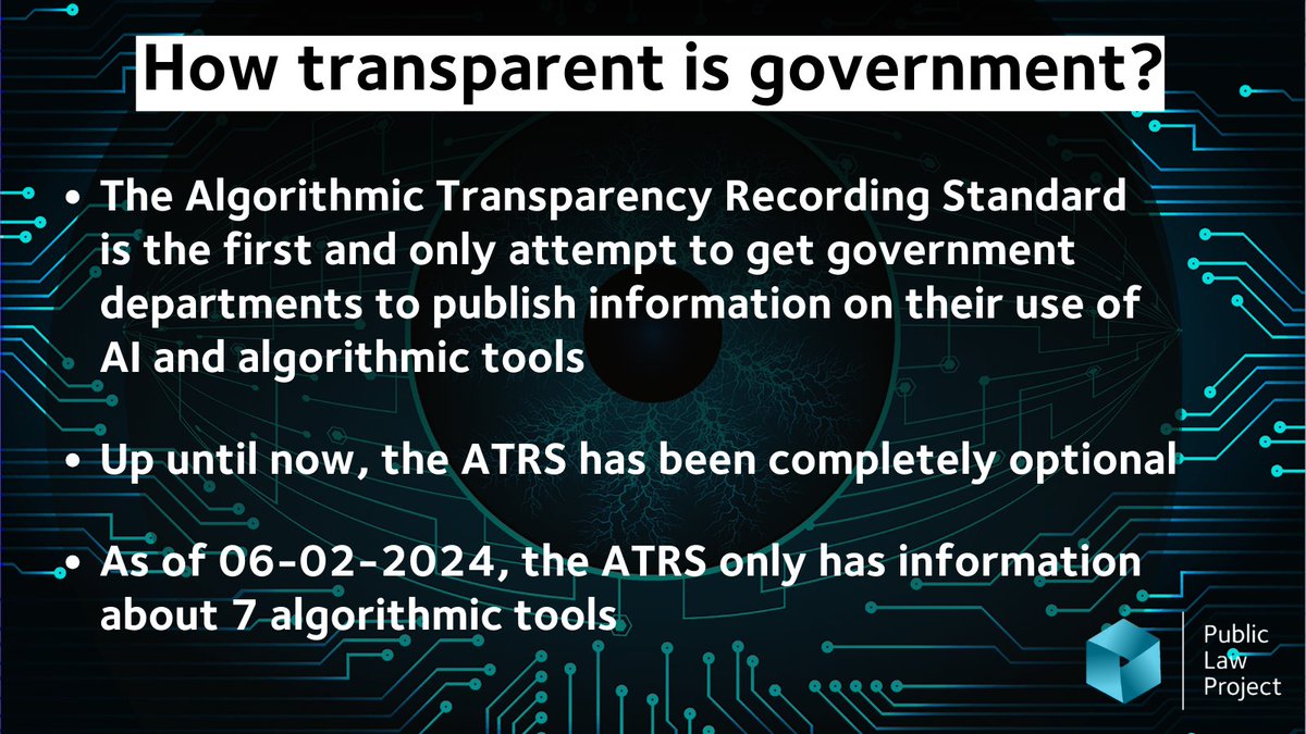 Today, <a href="/SciTechgovuk/">Department for Science, Innovation and Technology</a> published their response to a consultation on AI regulation.

We’re pleased that as part of this response, all Government departments will be required to use the Algorithmic Transparency Recording Standard, like PLP has advised 🧵

gov.uk/government/con…