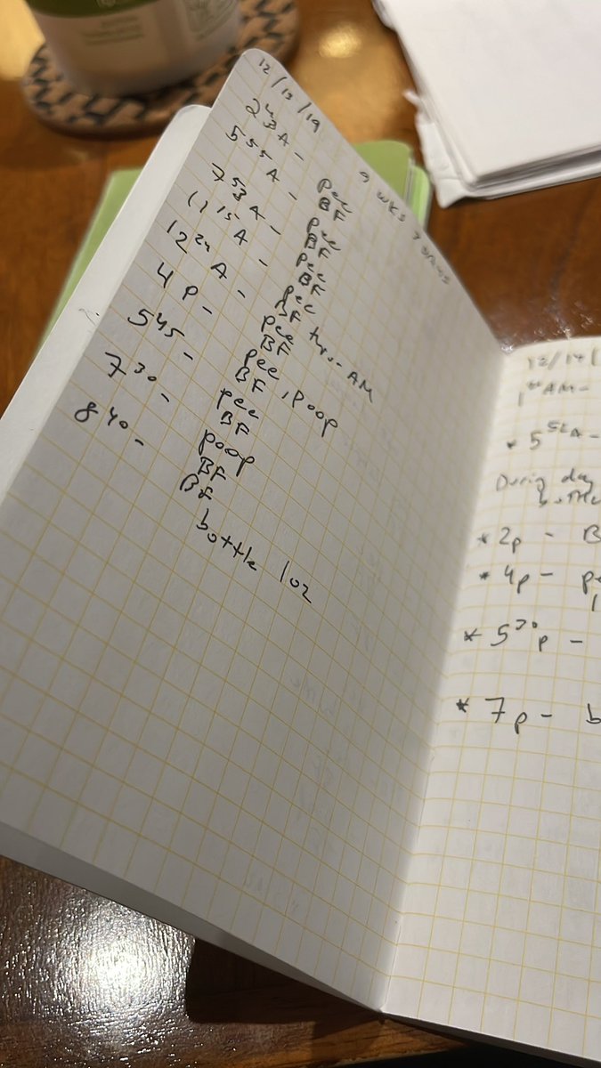 jenneralist's tweet photo. Sometimes I wonder why my brain is rice pudding and then I look at my notebooks from the end of 2019 #parenting #peepoop (should maybe submit to @PatioBack ?) https://t.co/nRZgvHGJCB