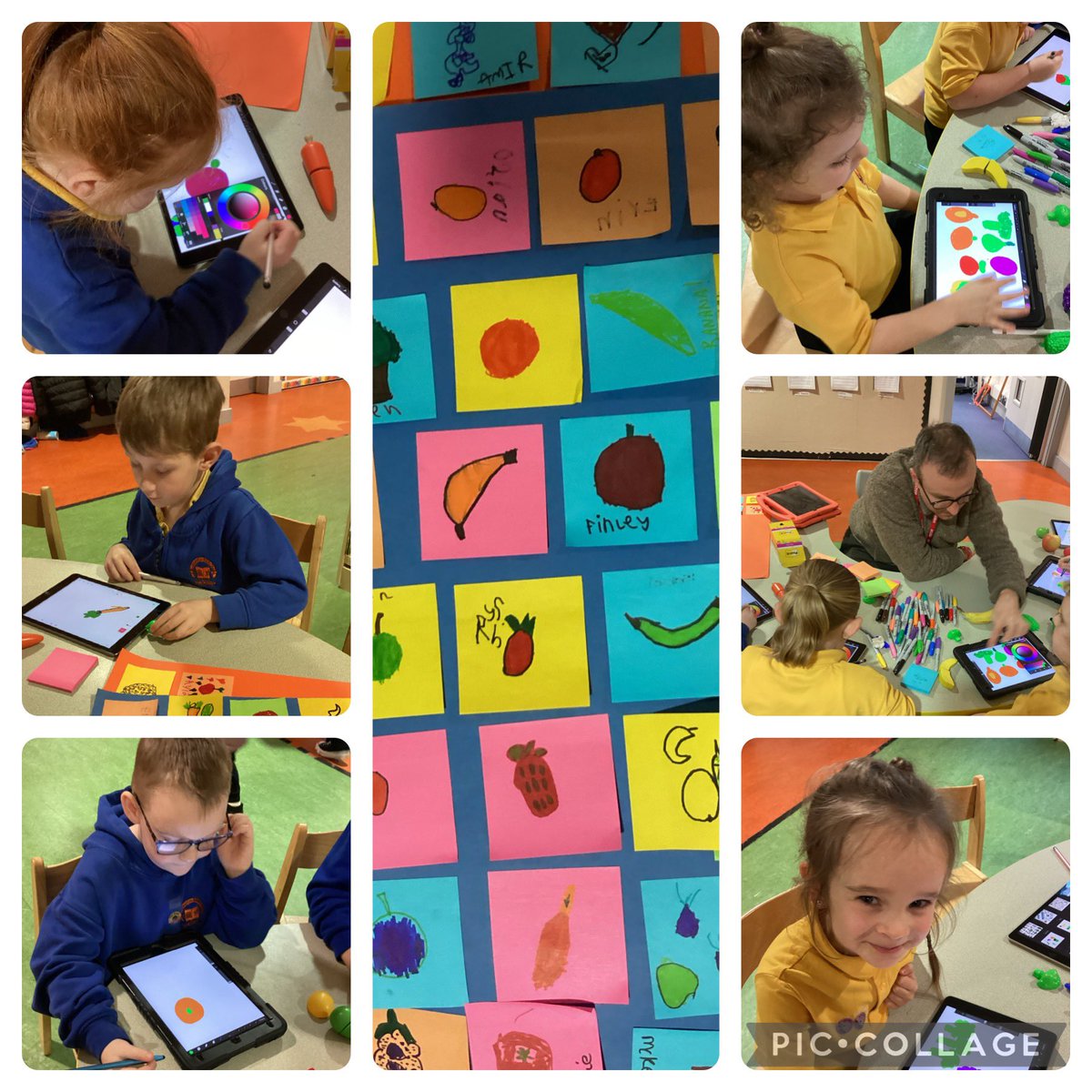 Day 1 of our Digital Art Project with artist Tom Cardew. Year 1 have enjoyed discussing how they can plan for a healthier future. #digitalart #healthyfood @AneurinBevanUHB @LlantarnamGrnge ⭐️🙂⭐️