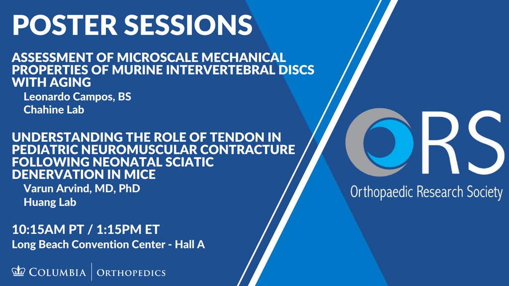 Join Mark Kim, PhD; Gigi Bond, BS; and Leonardo Campos, BS of @NadeenChahine Lab, and PGY-1 resident Varun Arvind, MD, PhD, of @AHHuangLab, in Hall A today at 10:15am PT/1:15pm ET as they share their research during the @ORSsociety poster session: l8r.it/fTTe #ORS2024