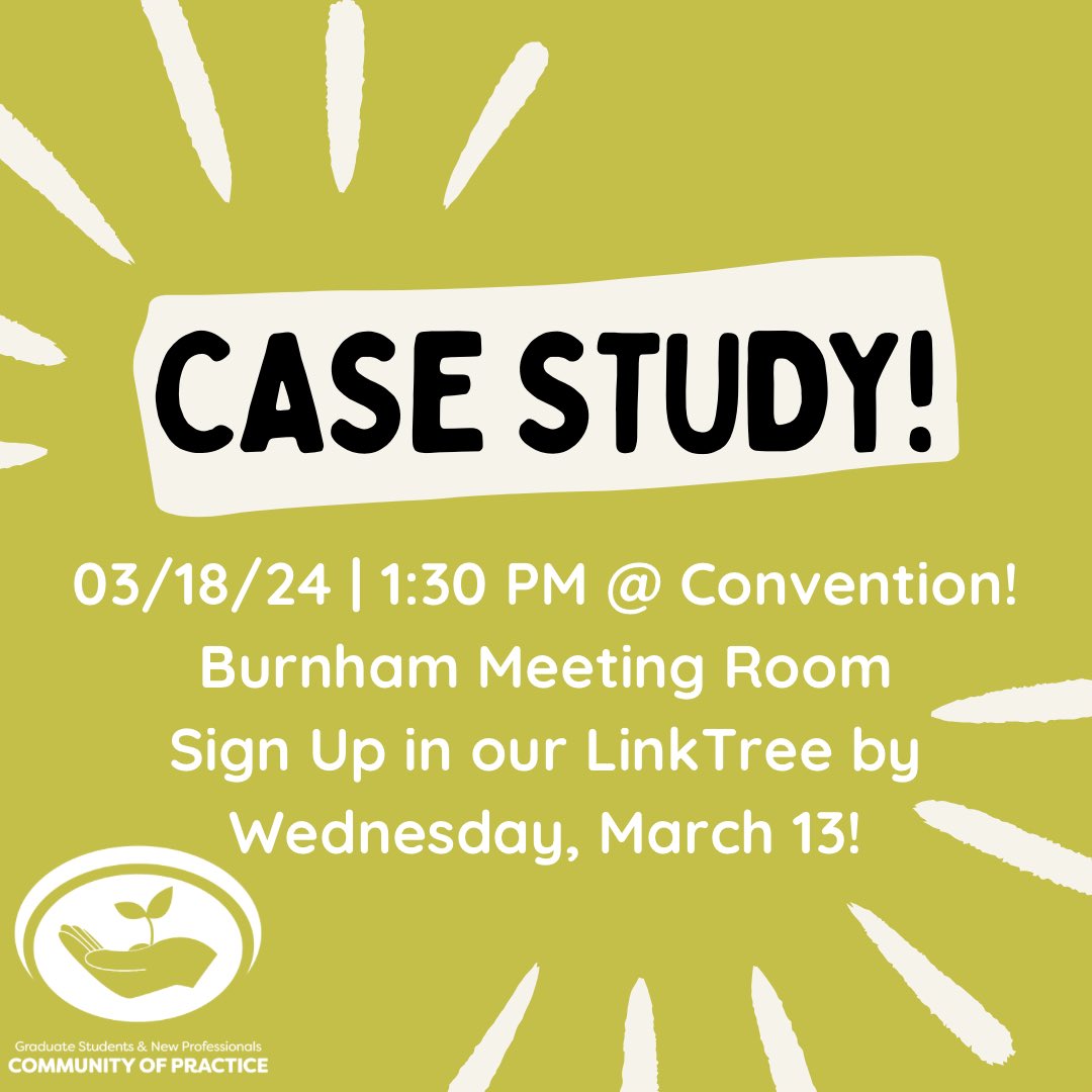 Sign up for the Convention Case Study! 🌼 Link is in our LinkTree. This year’s topic? Transition from Grad School to the Workforce