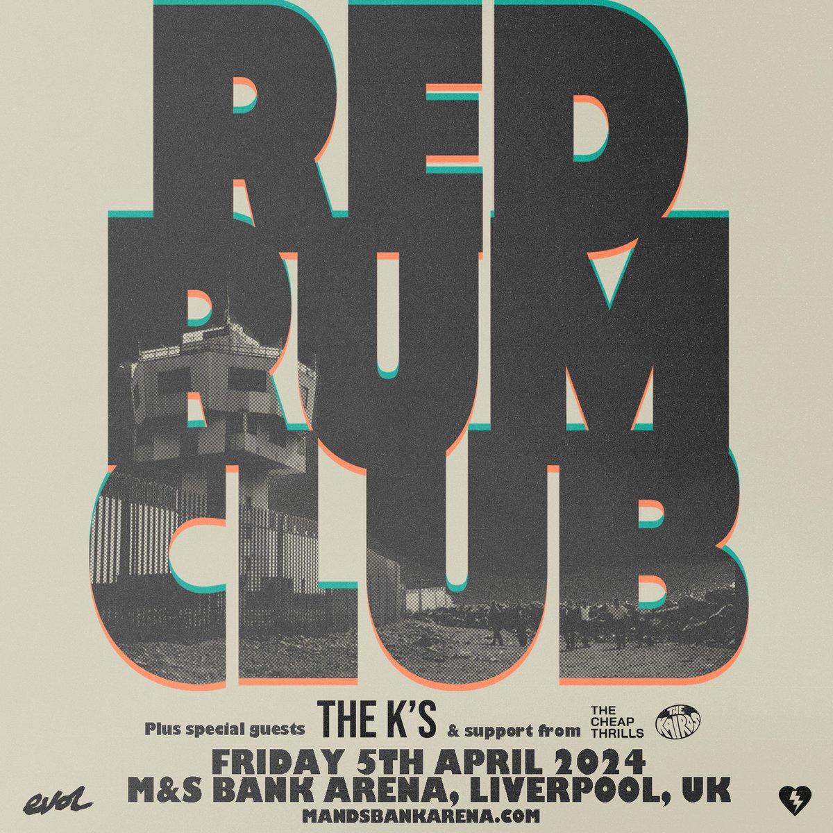 🎸 @RedRumClub are set to play a huge homecoming gig here at the M&S Bank Arena. The band will be joined by special guests @TheKsUK with support from @TheCheapThrills and @TheKairos1. 📆 5 April. 🎟️ bit.ly/3M77NtD @ClubEVOL