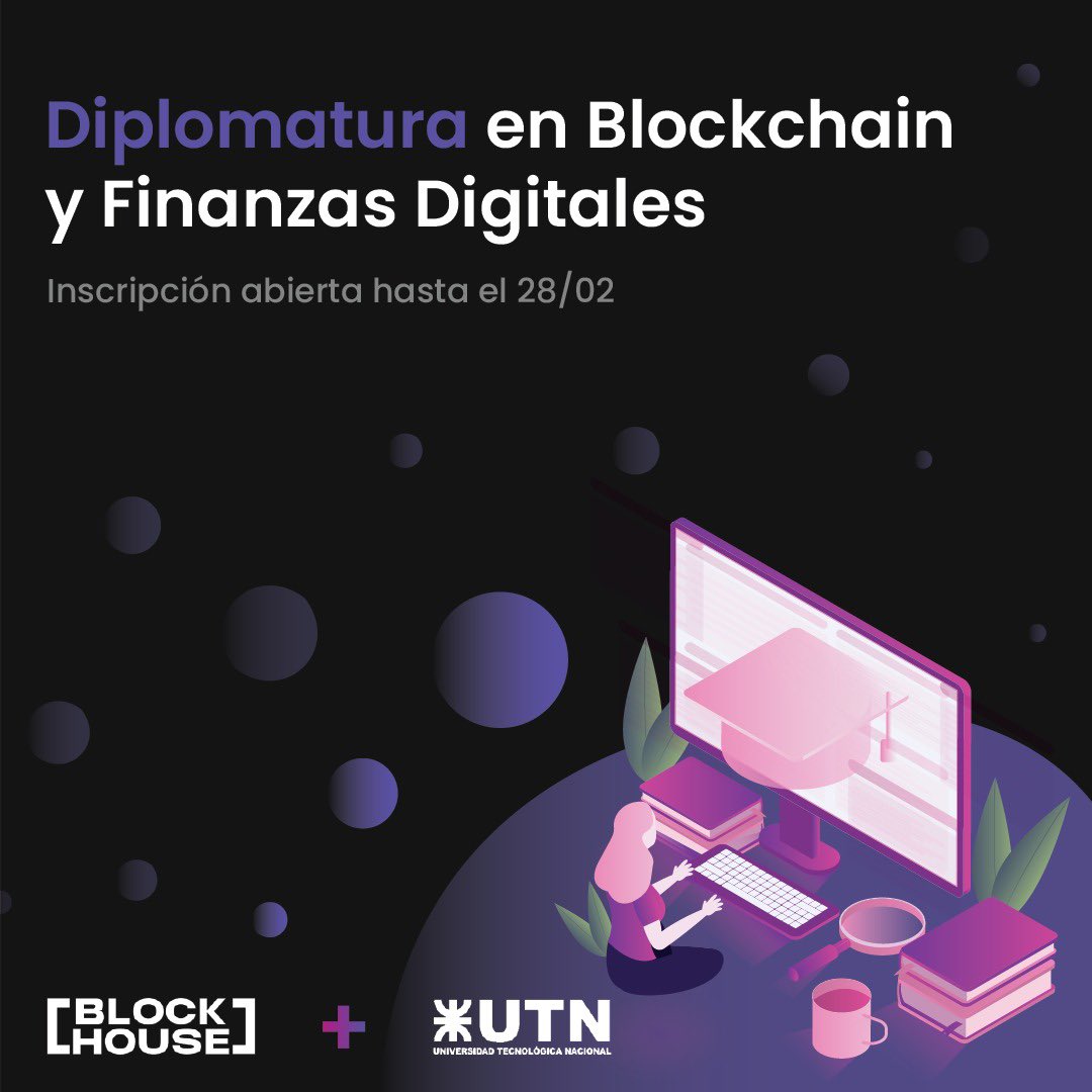 blockhouse_club's tweet photo. 🎓 La inscripción a “La Diplomatura en Blockchain y Finanzas Digitales” de la UTN te invita a liderar la revolución tecnológica en finanzas y negocios, aprovechando un creciente ecosistema internacional y nacional. https://t.co/vKKto2jmWH
