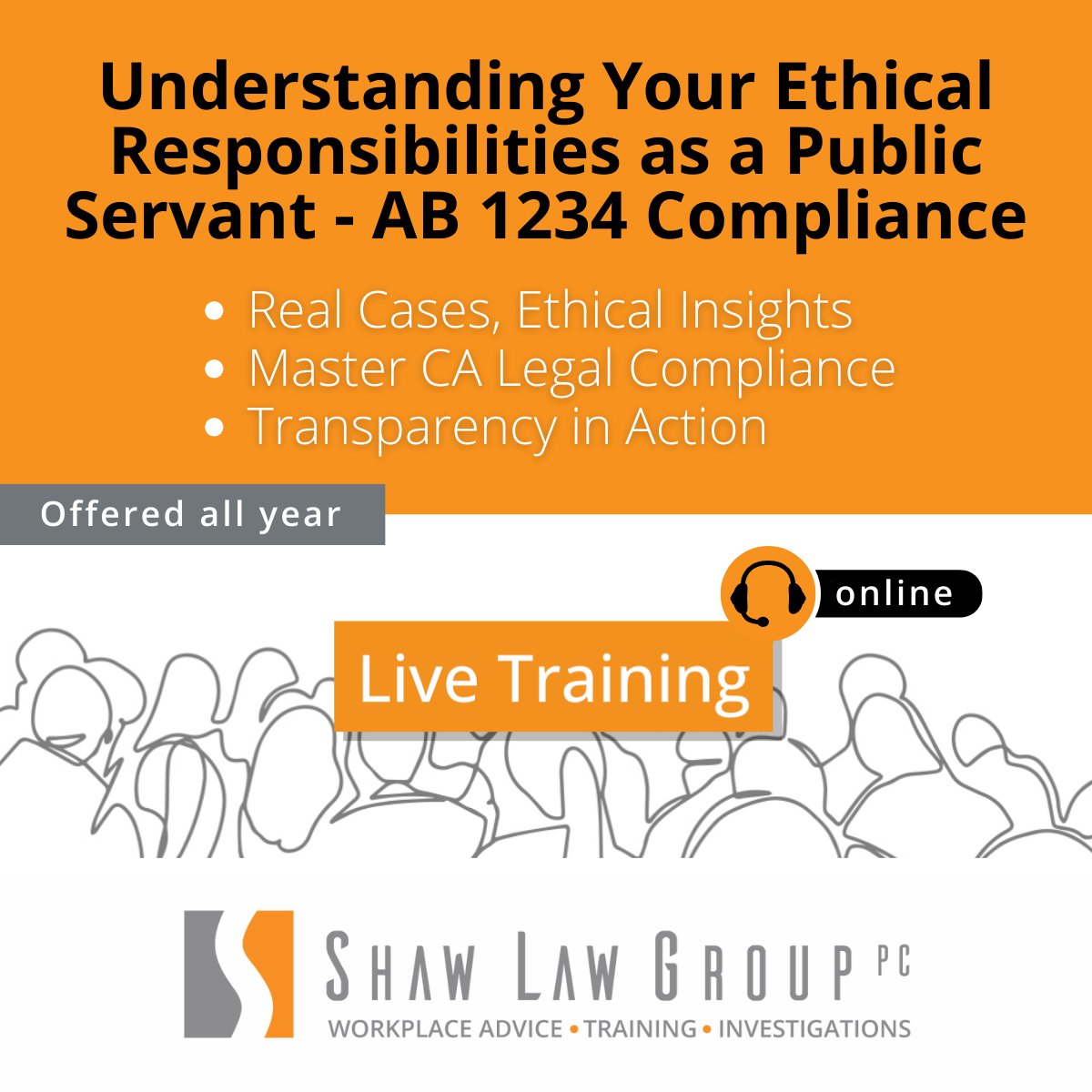 Last chance to register to attend the February 7th session.  More dates = May 23rd, Aug 7th, Oct 31st 

bit.ly/3O9ZZZq

#AB1234Compliance, #EthicsTraining, #PublicServantResponsibilities, #Form700, #GeneralEthicsLaws