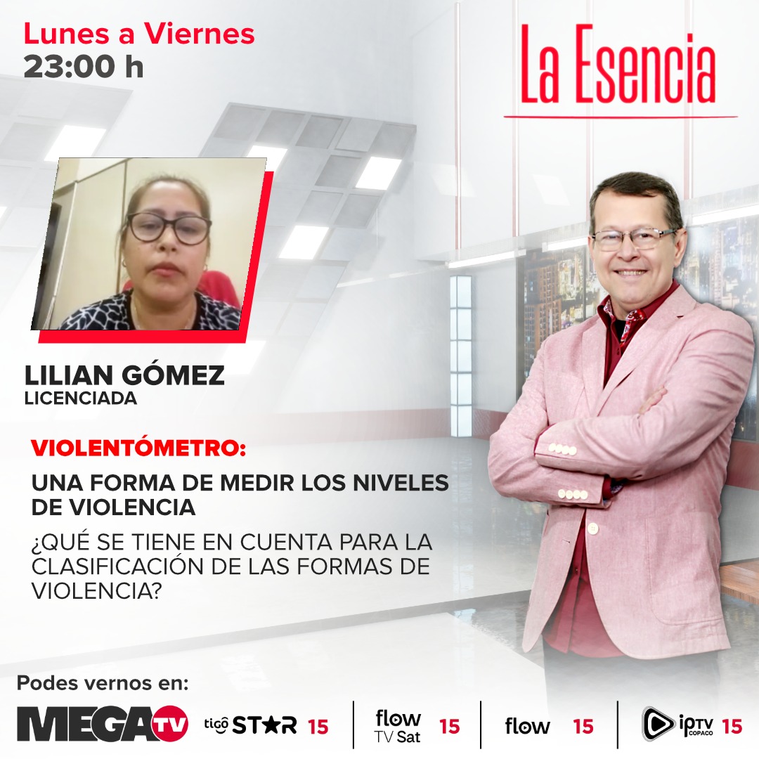 Esta noche en #LaEsencia con Juan Fariña 🎙️ 🧐 Violentómetro: Una forma de medir los niveles de violencia 🗣️ Conversamos con Lilian Gómez, licenciada No te lo pierdas 😉 ¡Te esperamos a las 23:00 hs! Miranos en megacadena.com.py/tv/ 📺 o por #MegaTV