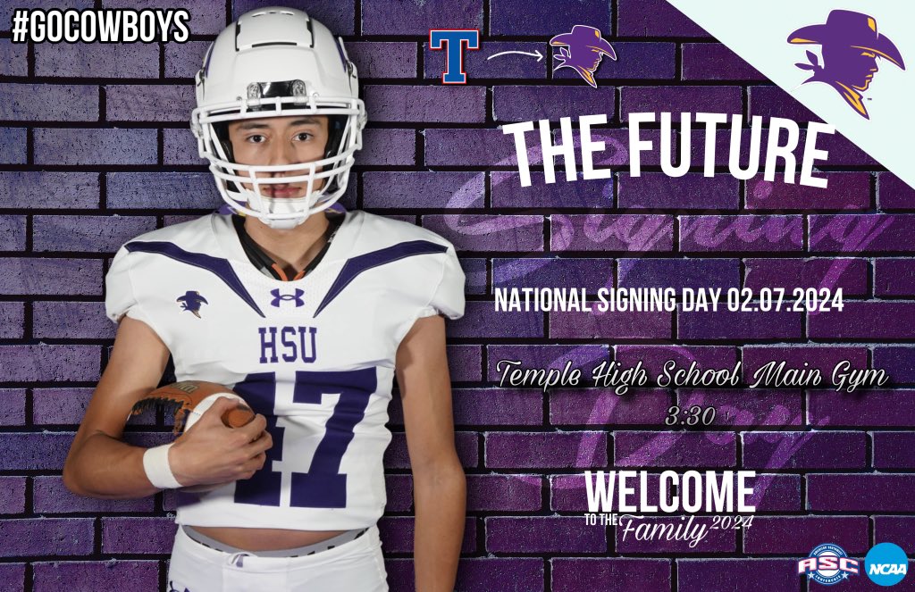 Signing Day! 🟣🟡 

<a href="/Whitehead_HSU/">Jeff Whitehead</a> <a href="/BurlesonHSU/">Burleson</a> @CadeBell_HSU <a href="/HSUCowboys/">Hardin-Simmons Cowboy Football</a> <a href="/CoachElkinsHSU/">JJ Elkins</a> <a href="/CoachStew_TTR/">Scott Stewart</a> <a href="/coach_case1/">Robby Case</a> <a href="/CoachJonesTX/">Coach Jones</a>