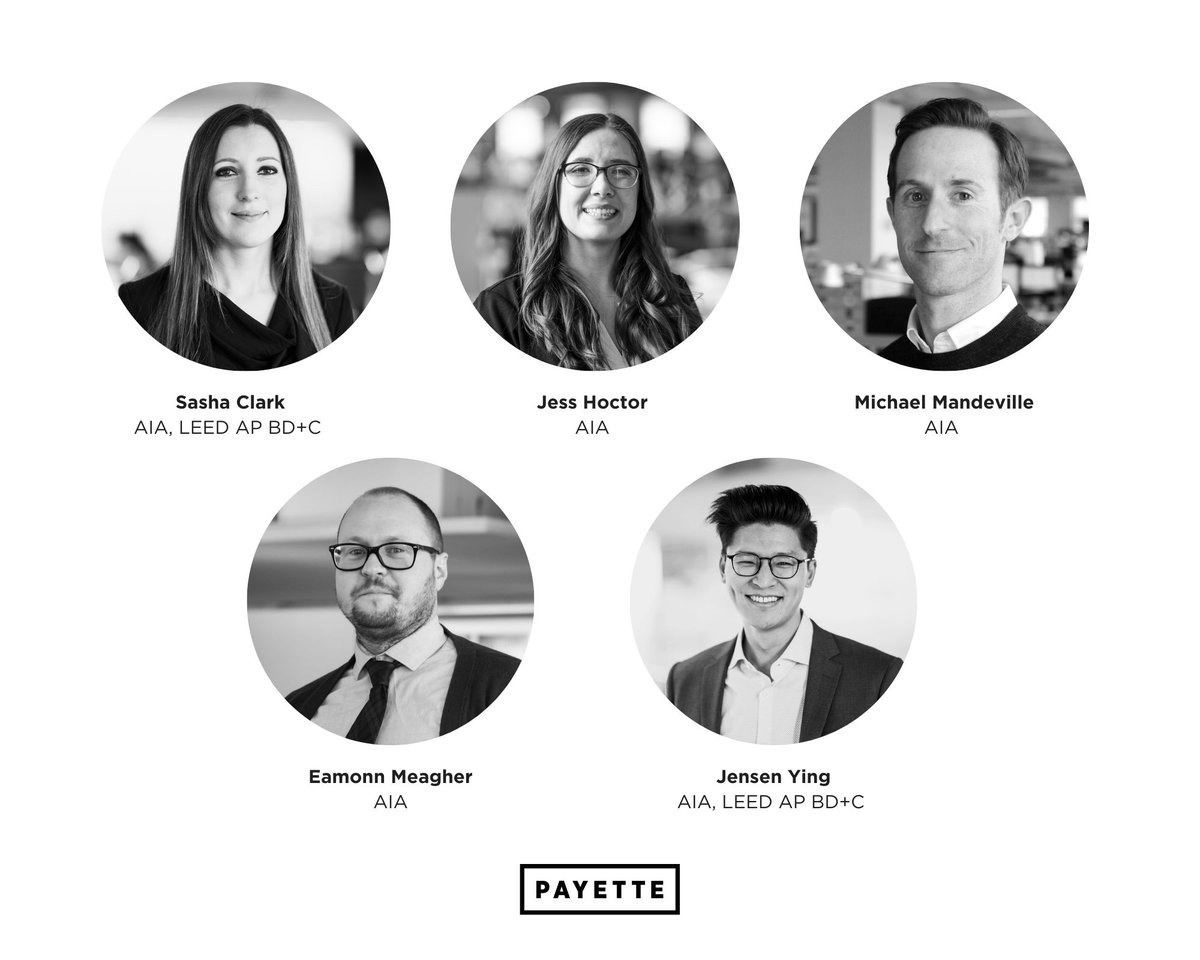 payettepeople's tweet photo. Part 2 of the Senior Associate / Manager announcement in the 2024 Payette Promotion Series congratulates the following individuals:

- Sasha Clark
- Jess Hoctor
- Michael Mandeville
- Eamonn Meagher 
- Jensen Ying

#PayettePeople #2024Promotions

https://t.co/bY48b2jjXI https://t.co/sJolQJZj0i