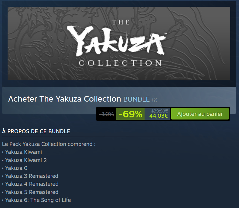 rgg_studiofr's tweet photo. La série Yakuza est de retour en soldes sur Steam pour l'année du Dragon ! 🐉

Basiquement tous les jeux sont en soldes (sauf le plus récent, Like A Dragon Infinite Wealth) alors profitez-en pour compléter votre collection (et incitez vos amis, bien sûr). https://t.co/NBbi4uQi8l