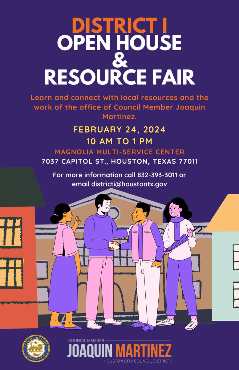 My office is having our first open house and resource fair on Saturday, February 24th from 10 am to 1 pm at the Magnolia Multiservice center. Contact my office for more details!