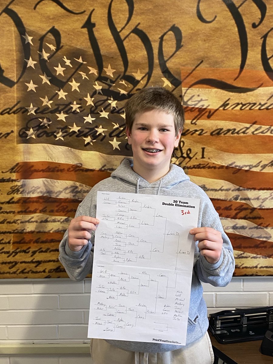 Mr. McKnight’s 3rd Period Bill of Rights Champion, Liam Drvenkar!!🏆🇱🇷