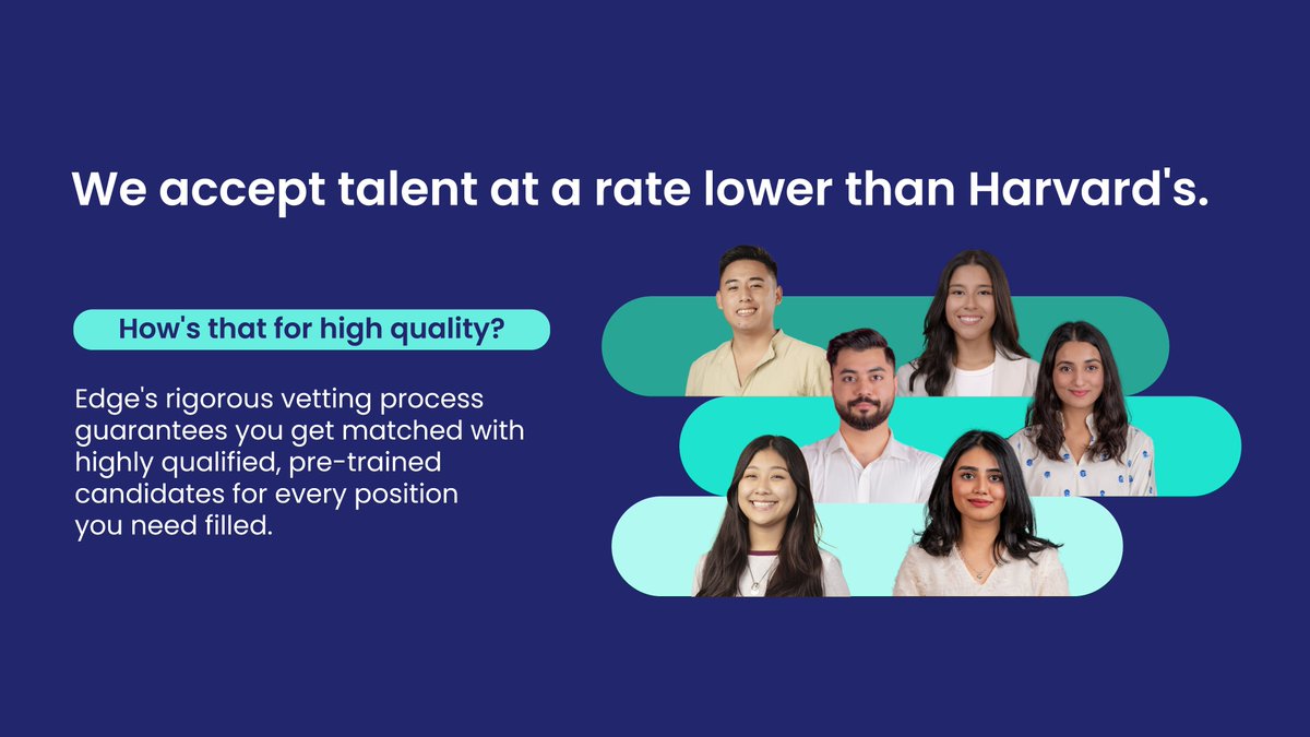 Curious about our high-quality talent pool? Our vetting process connects you with top candidates for all your staffing needs. Elevate your team today: onedge.co/onboarding 🚀 

#Remote #TalentSolutions #Recruitment #Onboarding #Growth