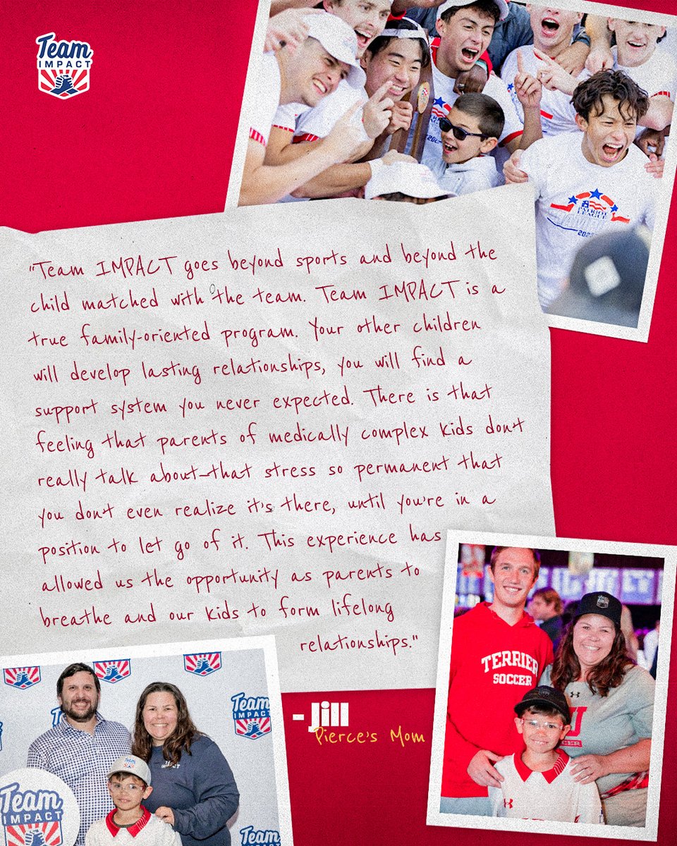GoTeamIMPACT's tweet photo. "Team IMPACT goes beyond sports and beyond the child matched with the team... It is a true family-oriented program." 

Pierce was matched with the @TerrierMSOC team in 2021. Read more from his mom now at the link below! 

📝: https://t.co/VhH1ouYsrr

#AllInAllTogether https://t.co/FcCGEpUFgy
