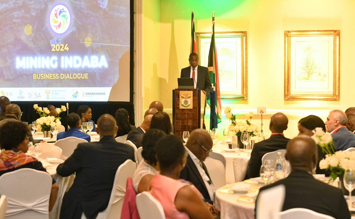 PresidencyZA's tweet image. Keynote address by Deputy President Shipokosa @PMashatile on the occasion of the South African Youth Economic Council (SAYEC) Business Dialogue at the Mining Indaba 2024, Table Bay Hotel, Cape Town. shorturl.at/cqzTY

#MiningIndaba #MiningIndaba2024