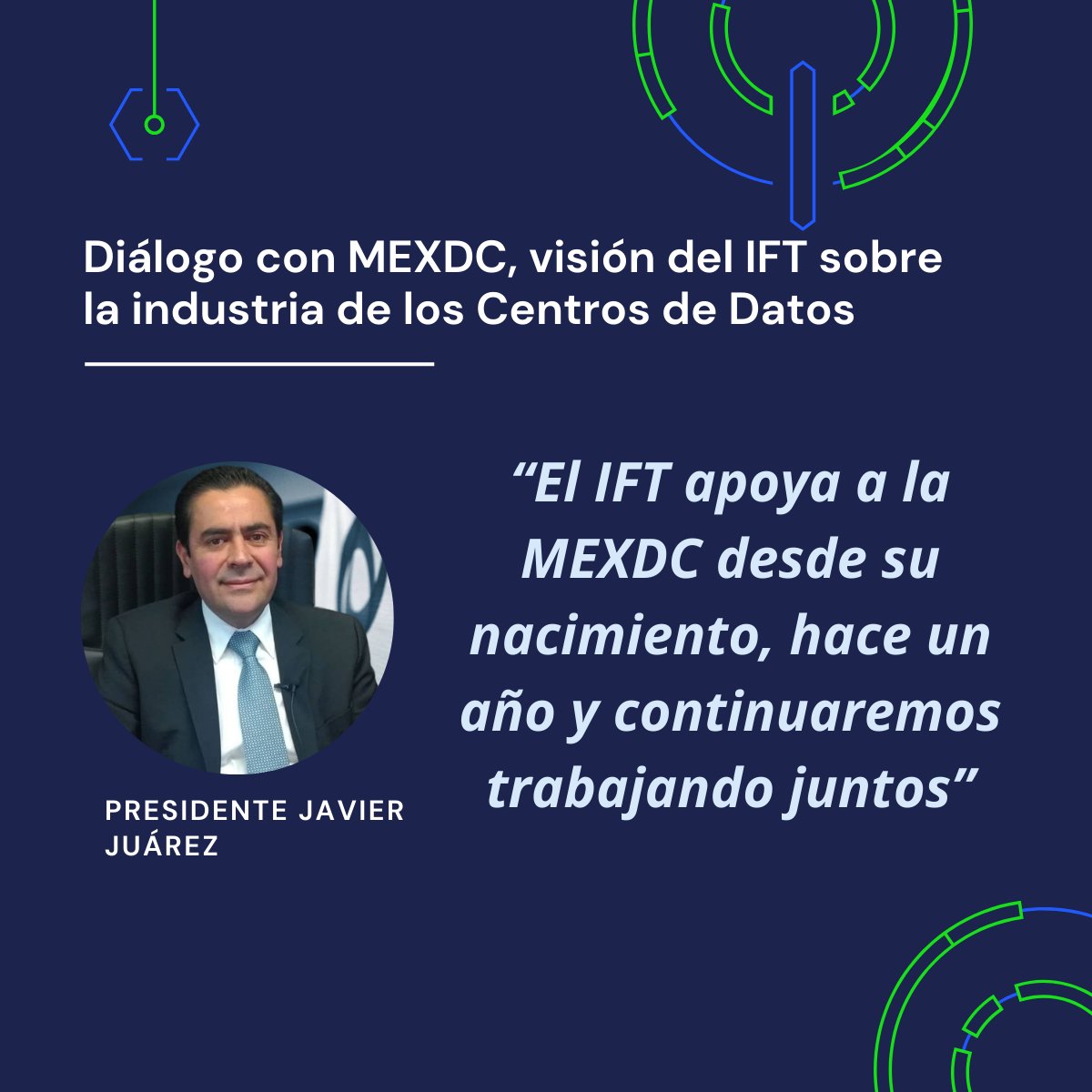 En <a href="/IFT_MX/">IFT</a> y MEXDC trabajamos juntos por el desarrollo de los Data Center en México y el cumplimiento de objetivos que ayuden a su productividad.

#DataCenter #desarrollo #avance