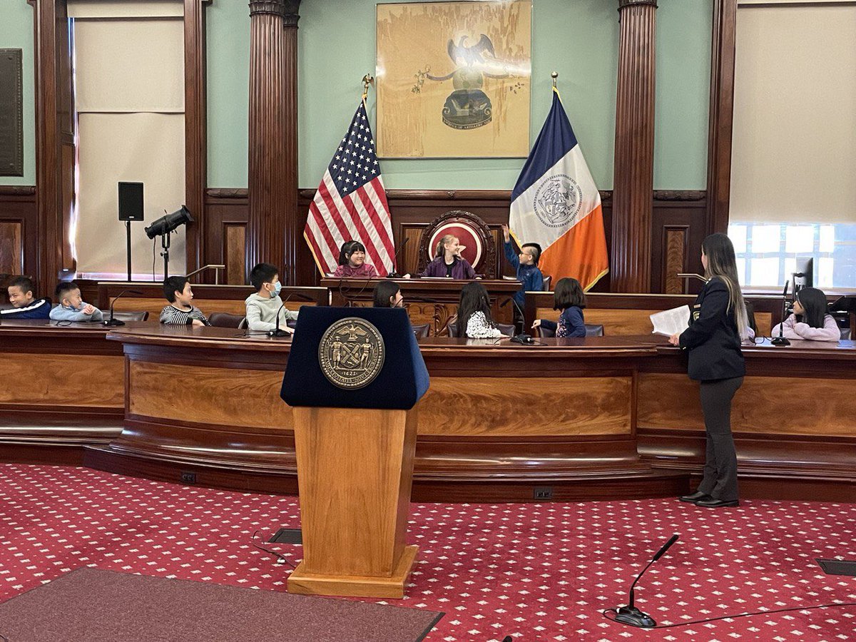 CMvpaladino's tweet photo. This morning PS 79 toured City Hall with me and the students were adorable! 

One of my favorite parts of this job is having the opportunity to bring classes to City Hall so they can see where some of the most important decisions that impact their lives are made. They were able to see the Chambers where the Council holds its Stated Meetings where we discuss and vote on legislation that will impact the entire city. 

Thank you to everyone who makes these tours possible and to PS 79 for your interest in the Council. It warms my heart to see the next generation so engaged with their community and civic involvement.