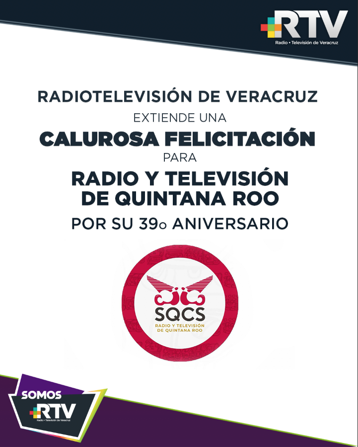 RTVVeracruz's tweet photo. Desde RTV envíamos una calurosa felicitación para el @sqcsradioytv por su 39° Aniversario.

¡Enhorabuena! 🥳

#MediosPúblicos 
@laREDMX https://t.co/0hxLFGADON