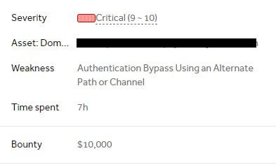 🦅💸🧔
Yay, I was awarded a $10,000 bounty on <a href="/Hacker0x01/">HackerOne</a>! 
 #TogetherWeHitHarder
