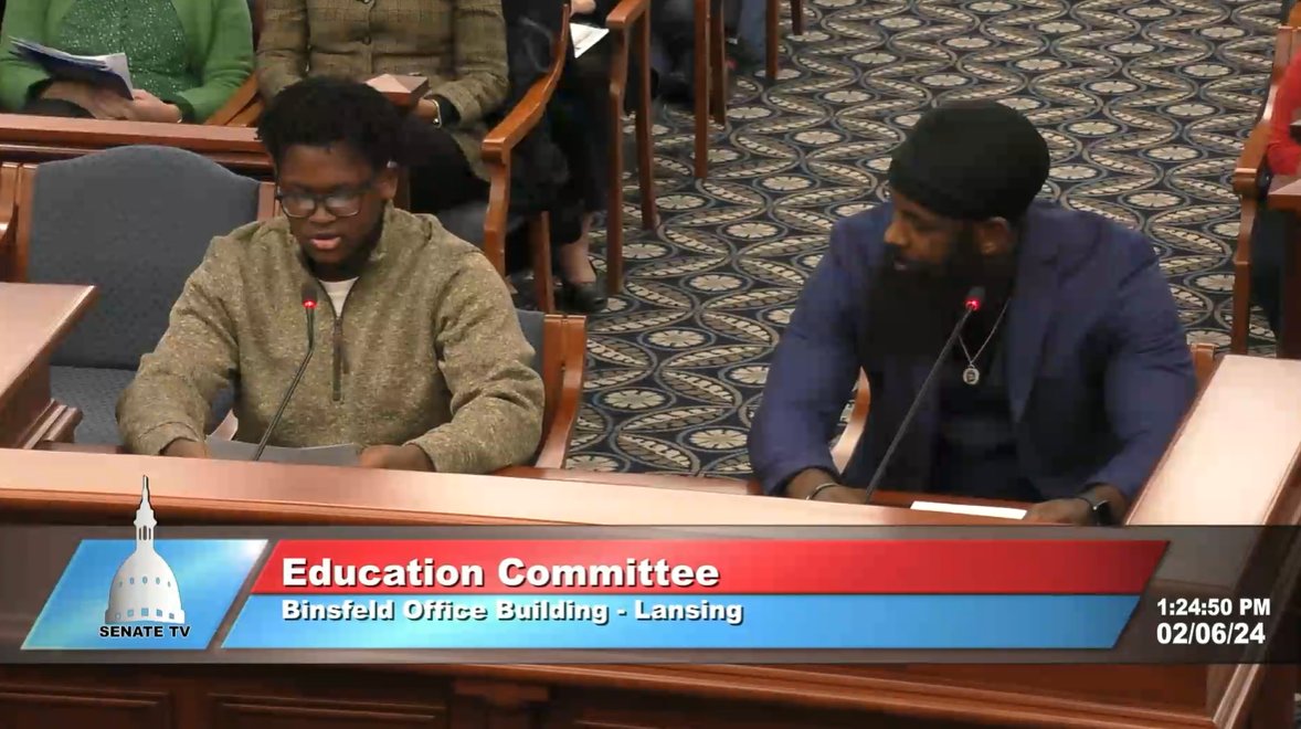 "Please pass these bills so students with decoding issues can get the help they need earlier." - Henri, a student with dyslexia, giving a moving testimony at the Michigan Senate Ed Committee today speaking about <a href="/SenPolehanki/">Senator Dayna Polehanki</a> and @jeffmirwin's Literacy for All bills. #miched
