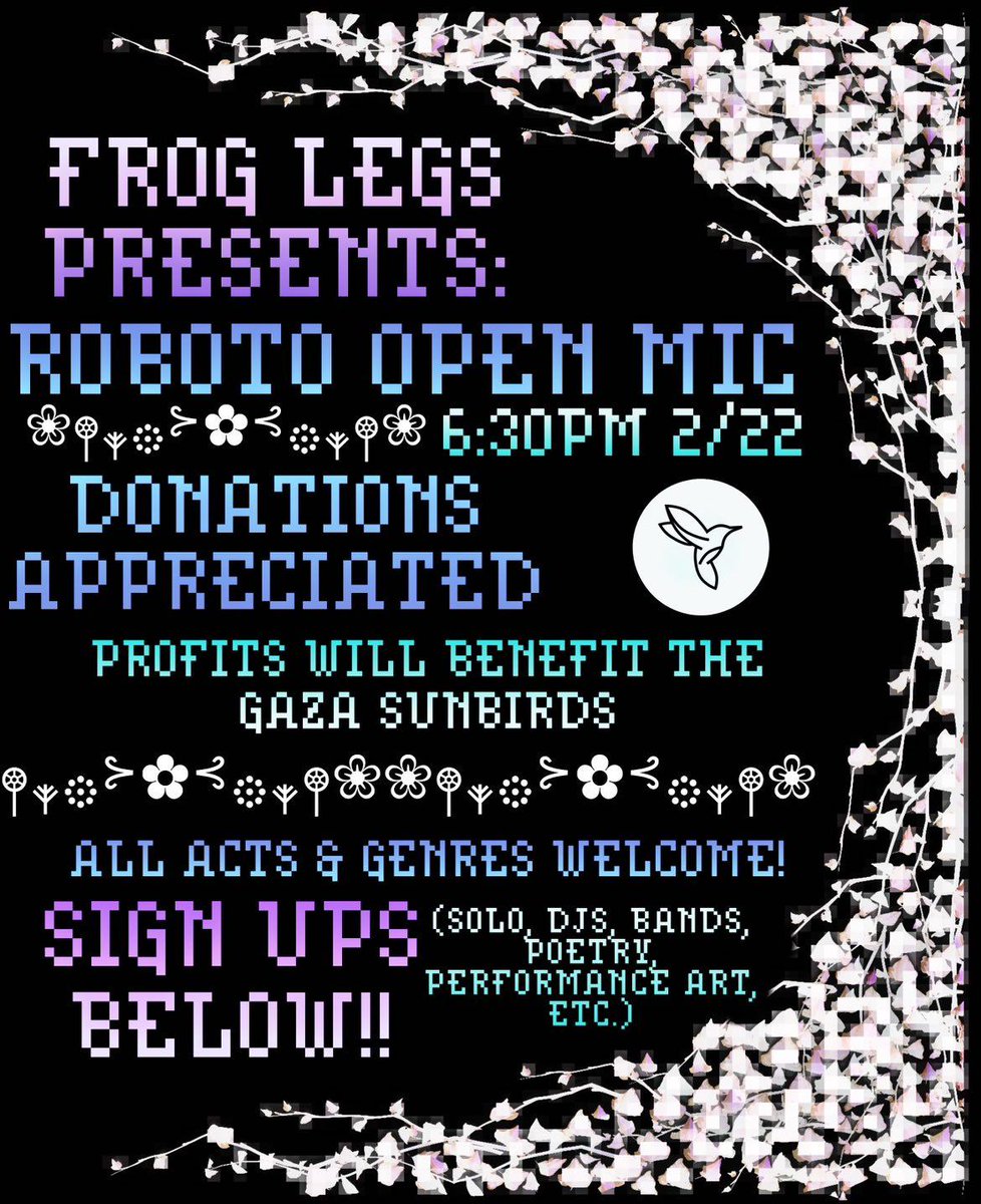 FroggyLeggy's tweet photo. open mic on a Thursday this month!! proceeds go to help Gazans during the ongoing genocide. sign up link in bio https://t.co/8OQrLvkPTI