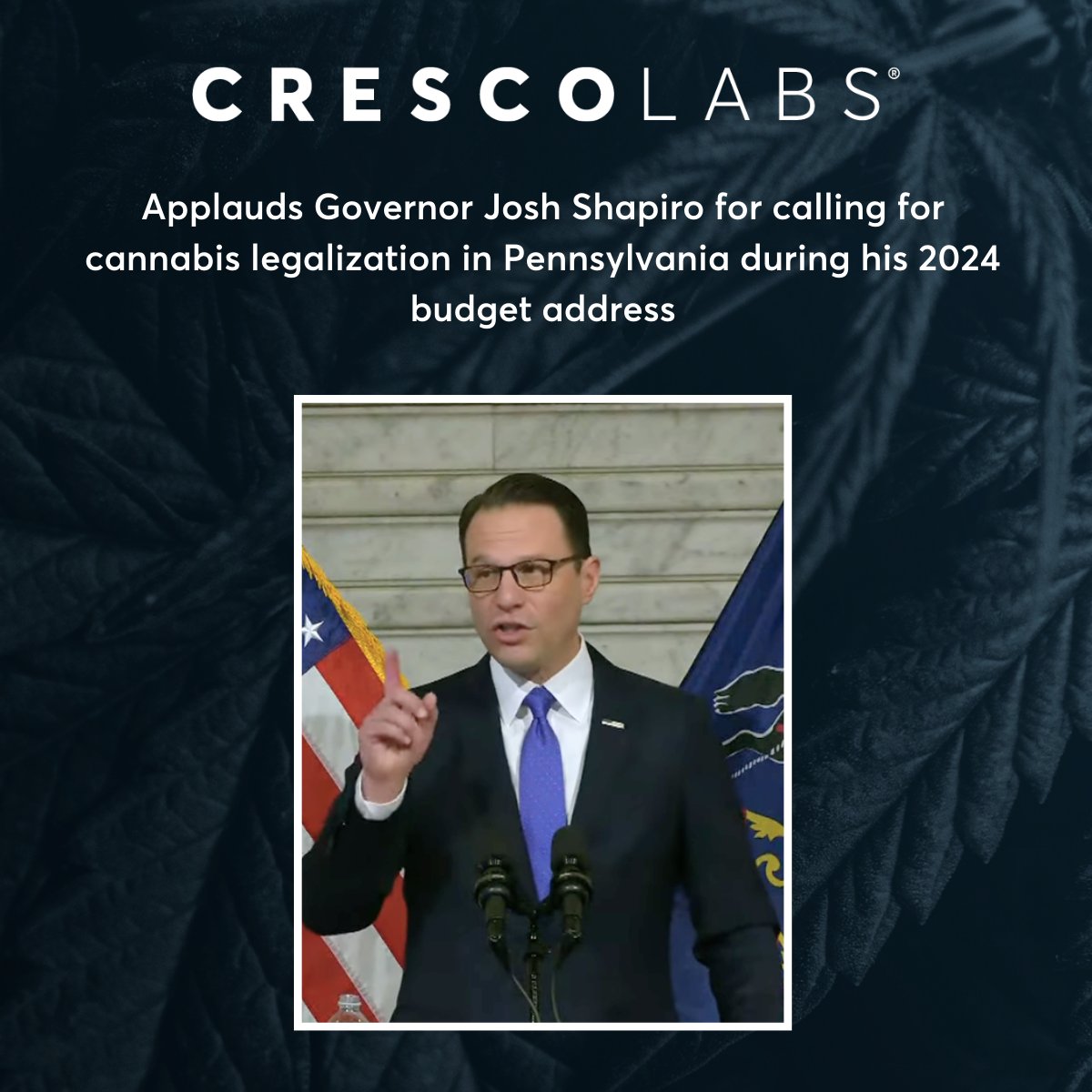 Happening now: Gov. @JoshShapiroPA tells lawmakers its time to legalize cannabis in Pennsylvania. 👏👏👏