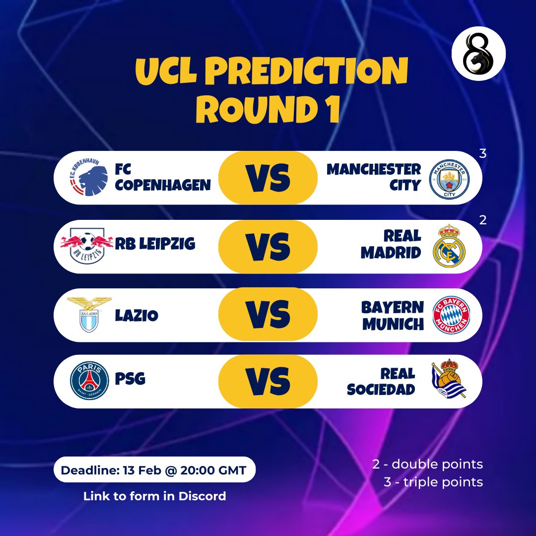 🏆 The Champions League Predictor is back! Join our Discord, share your predictions, and stand a chance to win some serious $$$! ⚽💰 @soulz_nft #ChampionsLeague #PredictAndWin #FootballFun