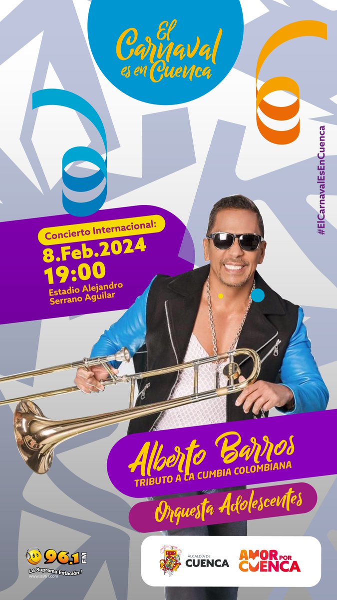 ¡#Cuenca pachanguero, Cuenca luz de un nuevo cielo!🥳🎉

🤔¿Creíste que eso era todo? El #JuevesDeComadresYCompadres lo celebramos con el único e inigualable <a href="/albertobarrosof/">Alberto Barros</a> con su Tributo  a la Cumbia Colombiana 🎶, junto a <a href="/LosAdolescents/">Los Adolescentes Orquesta</a>, que te harán bailar, disfrutar y