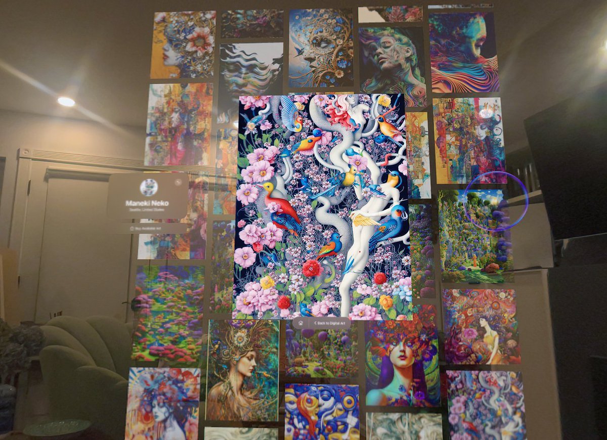 ManekiNekoAIArt's tweet image. I am thrilled that my art is part of the initial 100 artist collection on the @ArtUniverseApp for the #AppleVisionPro.

I got an AVP on the first day and have been really enjoying looking at my art in this format. It&apos;s the best I&apos;ve ever seen it. While it&apos;s difficult to really…