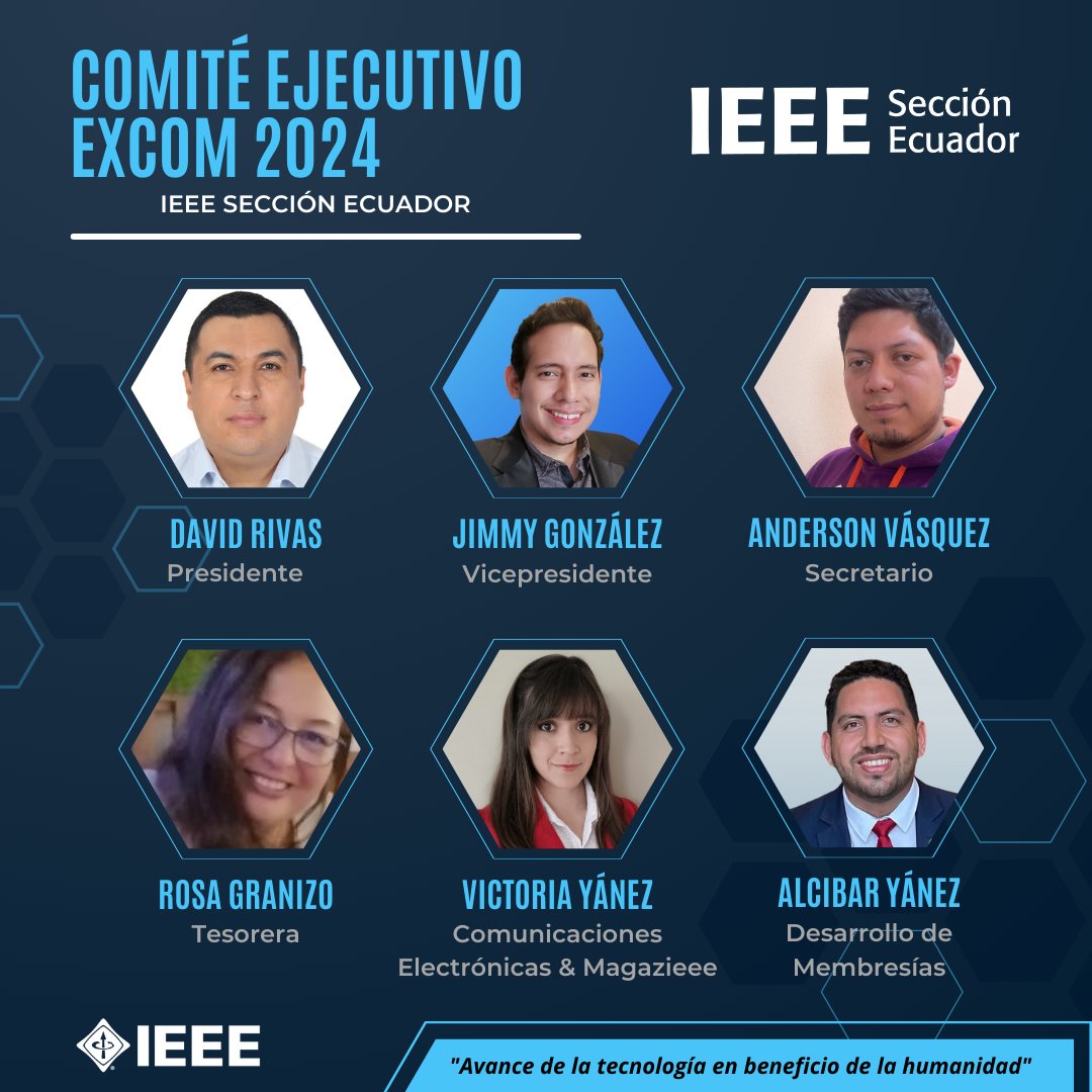 ieee_sec_ecu's tweet photo. Comité Ejecutivo ExCom de IEEE Sección Ecuador 2024 🇪🇨 Deseamos éxitos a cada uno de los directivos y líderes de profesionales que guiarán cada una de las actividades y proyectos en la Sección.
#IEEE #IEEE_EC https://t.co/ZLV4HzdvMs