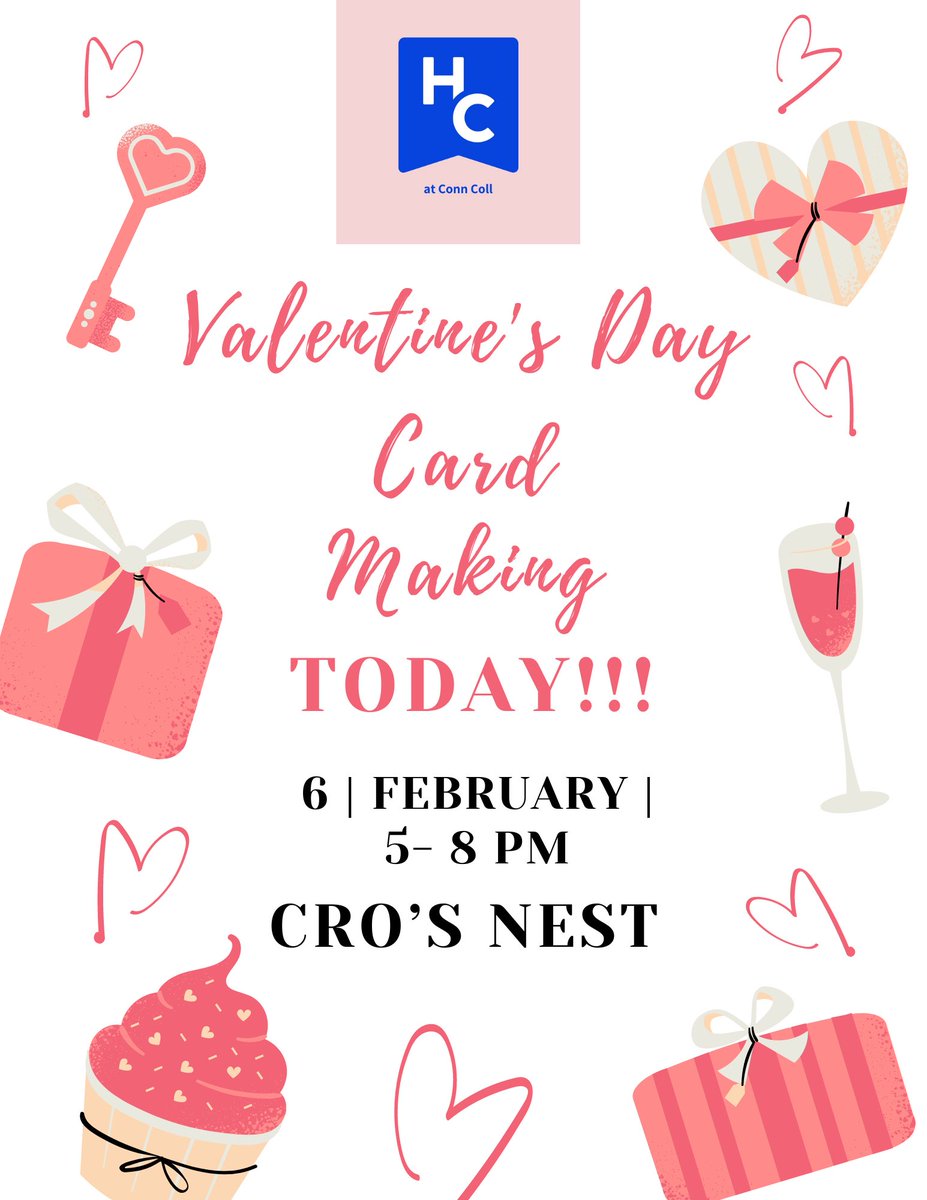 hercampusconn's tweet photo. join us this evening from 5-8 pm in cro’s nest to make valentine’s day cards for senior citizens! 💌
•
•
•
#hercampus #hercampusconn #hercampusconncoll #connecticutcollege #conncoll #hercampuschapters #chapters #welcome #valentinesday https://t.co/o8Dtxdh027