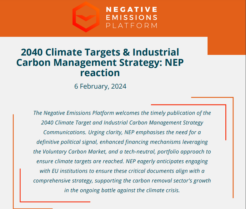 NEP_Brussels's tweet photo. We welcome the publication of the 2040 Climate Target and ICMS Communications. There is a need for a definitive political signal, enhanced financing mechanisms leveraging the Voluntary Carbon Market, and a tech-neutral, portfolio approach to ensure climate targets are reached. https://t.co/hLXpc96UVm