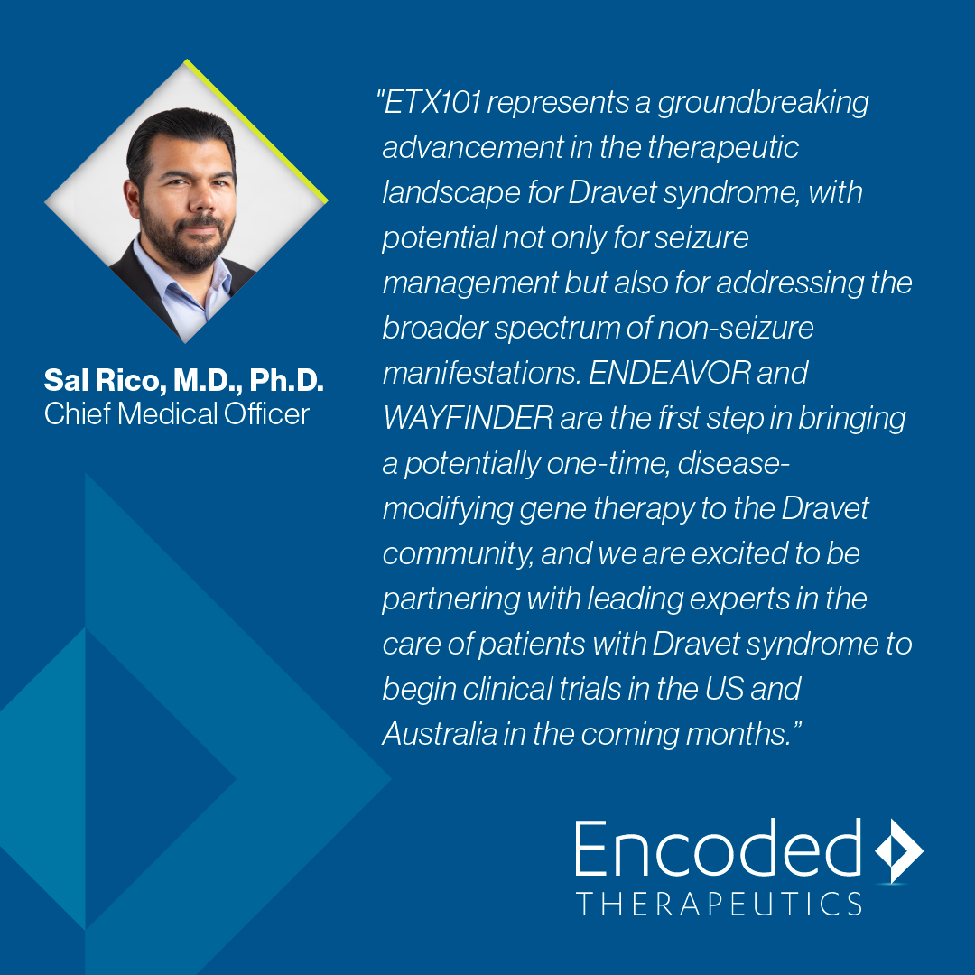 Encoded announces US IND clearance and Australian CTA approval for gene therapy candidate ETX101 for Dravet syndrome. Phase 1/2 clinical trials are planned to begin in the first half of 2024. More: ow.ly/JRUb50QypN1 #GeneTherapy #DravetSyndrome #ETX101 #ENDEAVOR #WAYFINDER