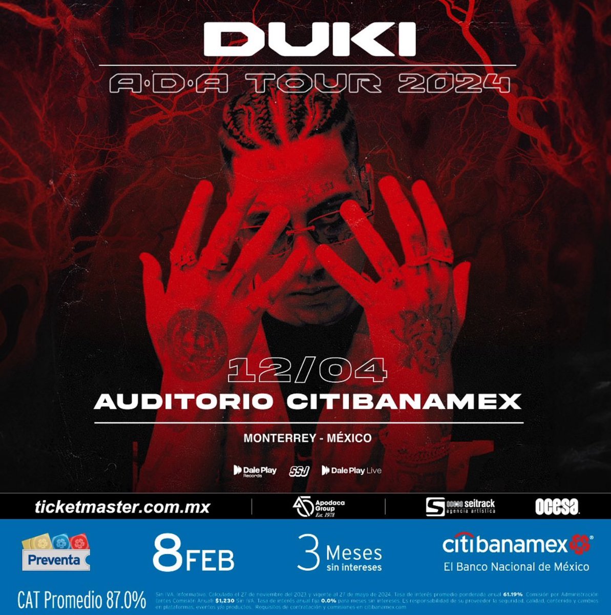 dukiworld's tweet photo. A.D.A 😈TOUR 2024 COMENZÓ… 

PRIMERA PARADA México 🇲🇽

FECHAS : 

10/04 (GUADALAJARA)
12/04 (MONTERREY)
13/04 (CDMX) 

‼️PREVENTA 8 DE FEBRERO‼️

VENTA GENERAL 9 DE FEBRERO ‼️

@DukiSSJ  🌎😈 https://t.co/liMIyEcTZq