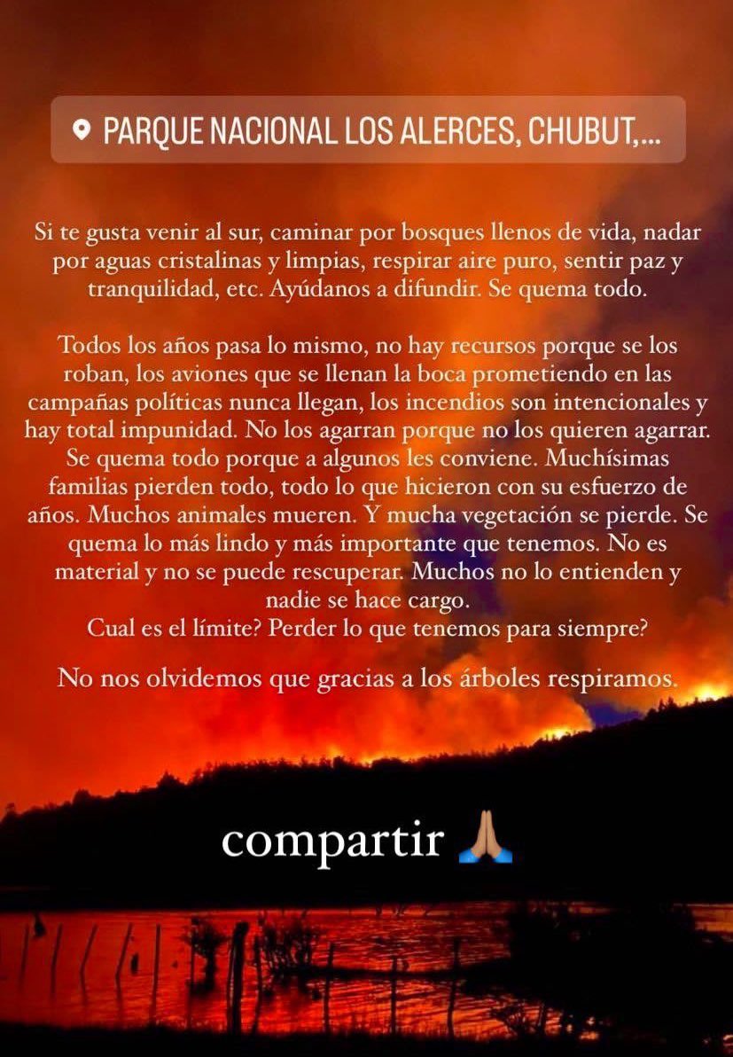 Los que gozamos y amamos el Sur Argentino, estamos obligados a compartir esto para que se haga algo.