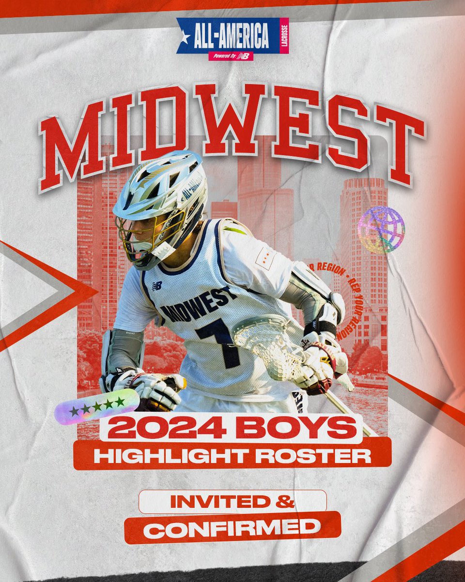 CSELax's tweet photo. The Midwest Boys Highlight Roster has been INVITED &amp; CONFIRMED! ✅

We will rolling out all 24 highlight rosters over the next few weeks! Stay tuned to see which athletes are chosen to represent their regional team at Year 19 of All-America Lacrosse #allamericalax https://t.co/s1fBOHeuPB