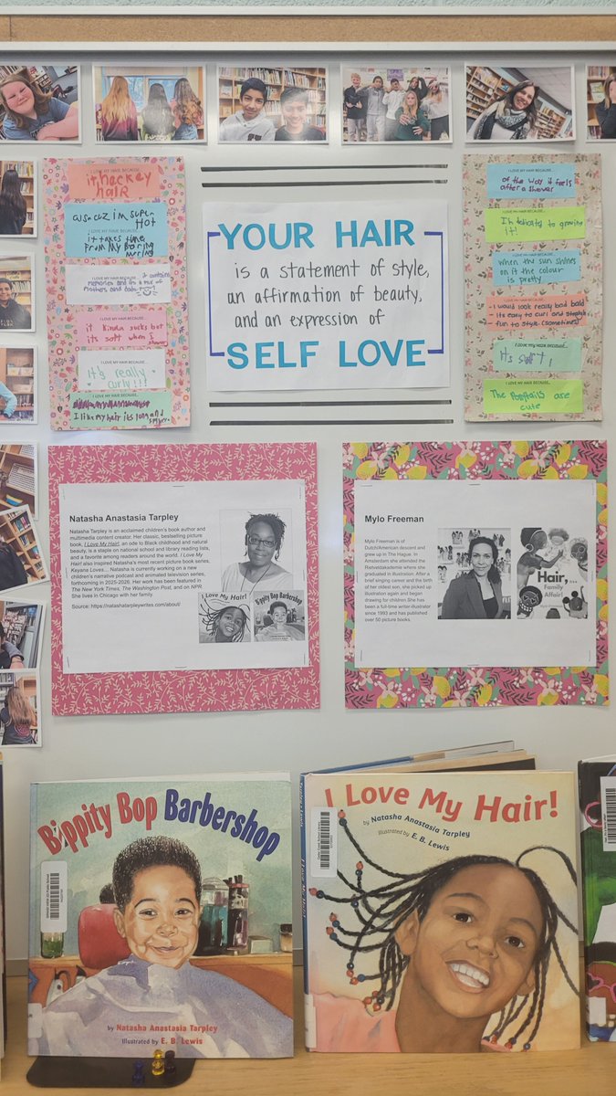 Celebrating Black Brilliance at Davis this month. In our library, Library Afro Revolution, inspired by librarian <a href="/mychal3ts/">Mychal</a> , to celebrate the beauty and uniqueness of our hair. <a href="/wrdsb/">Waterloo Region DSB</a> <a href="/WRDSBdirector/">WRDSBDirector</a>
