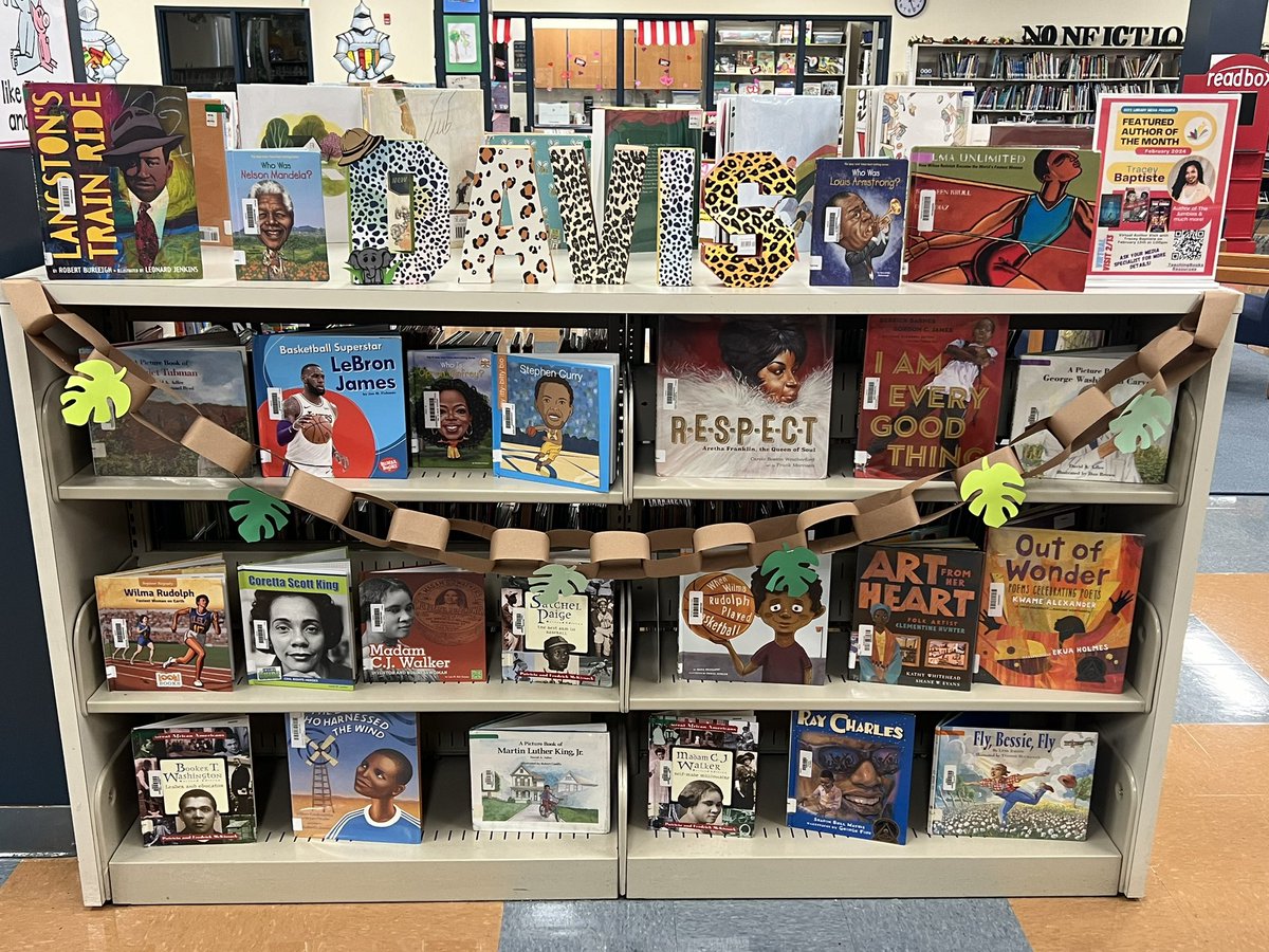 amycrithfield's tweet photo. Celebrating Black Excellence &amp; Black History in the Davis Media Center with biographies, picture books &amp; display resources from @thebookwranger ! #literacy #read @HCPSDavisES @hubofschool https://t.co/qQNHvStjJo