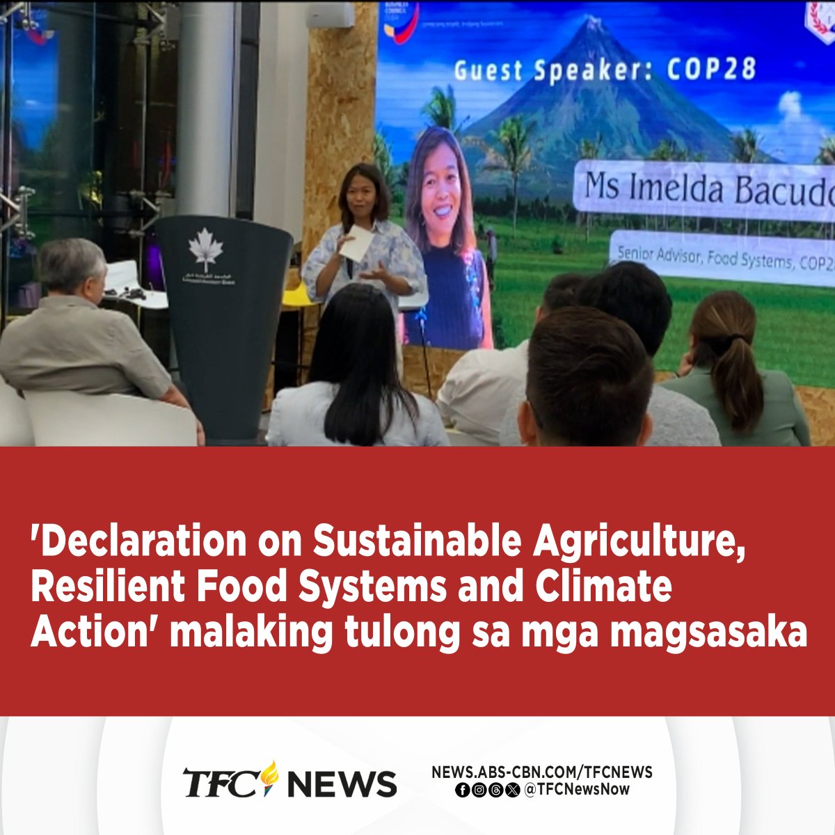 TFCNewsNow's tweet photo. Malaking tulong sa mga magsasaka sa iba-ibang bansa, kabilang ang Pilipinas, ang 'Declaration on Sustainable Agriculture, Resilient Food Systems and Climate Action' sa katatapos lang na United Nations Climate Change Conference.

Nagpapatrol, @C_Kronikels.

https://t.co/UhZj512ZYB https://t.co/P1zya89eSR