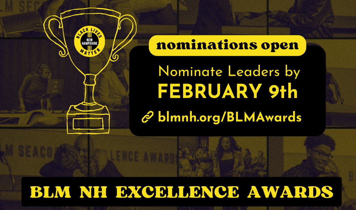 🖤 We're looking forward to the BLM NH Excellence Awards

📣 Final call for submissions! Do you know someone who fits the bill for one of our 2024 awards? The deadline to nominate them is this Friday 2/9! 

See more details &amp; the nomination form below:
🔗 blmnh.org/BLMAwards