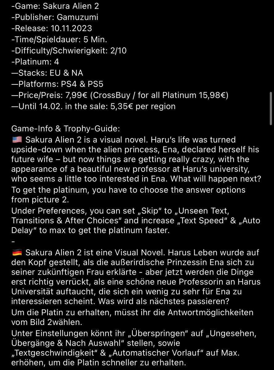 marcelreise11's tweet photo. ๐ Platinum #1532 & #1533 ๐
On Sunday I platinumed the EU ๐ช๐บ Version of #SakuraAlien2.
https://t.co/3ffhzhNucO
@gamuzumi @Platingamer73 @SilentGhost86 @PSN_Robert2567 @OverhypedG @IBadDriverI @TrophyN3rd @SadoMarco_ @DerPlatinjunge https://t.co/q3aCQRKk5X